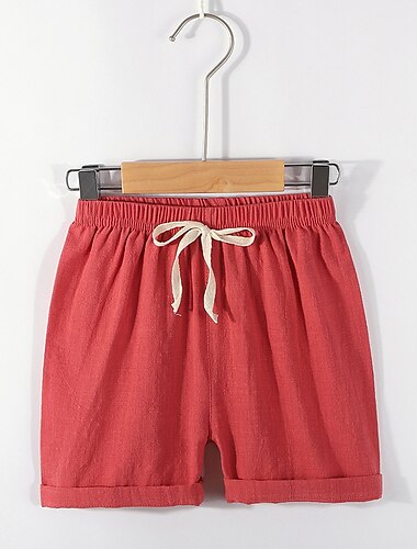  Kinder Jungen Kurze Hose Einfarbig Komfort Kurze Hose Schule Leinen Niedlich Täglich HTX- dunkelblau HTX-Grün HTX-ziegelrot Mittlere Taille
