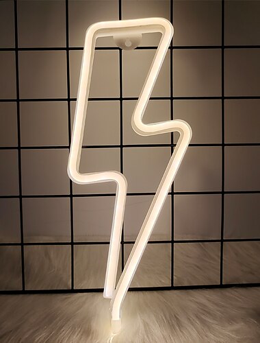  ضوء LED نيون على شكل صاعقة، ضوء ليلي لعيد الهالوين كهدية، تزيين جداري يعمل بالطاقة من USB أو البطارية