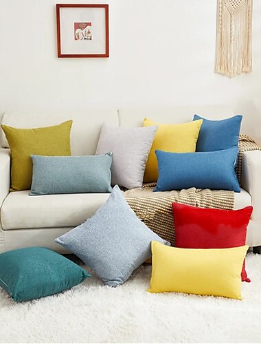 almohadas decorativas algodón clásico color sólido cálido y cómodo funda de almohada cubierta sala de estar dormitorio funda de cojín de sofá cojín al aire libre para sofá sofá cama silla rosa azul