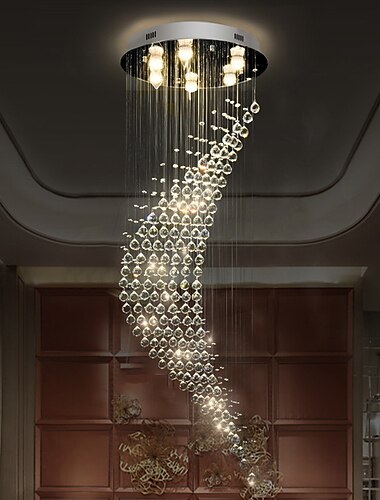  kristallen kroonluchter led plafondlamp luxe 100 / 200cm moderne trap spiraal ontwerp hal lichtpunt woonkamer eetkamer schorsing draad cristal hanglampen plafondlamp loft