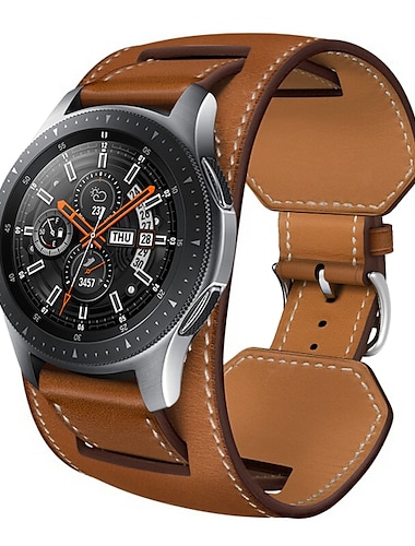  حزام إلى Samsung Watch 6/5/4 40/44mm, Galaxy Watch 5 Pro 45mm, Galaxy Watch 4/6 Classic 42/46/43/47mm, Watch 3, Active 2, Gear S3 S2 جلد طبيعي إستبدال حزام 20mm 22mm معصمه