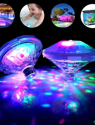 Outdoor Underwater RGB Light 2-Pieces Set Submersible LED Disco Party Lamp Battery Operated Hot Tub Spa Lights Baby Bath Light Swimming Pool Glow Show Atmosphere Lights
