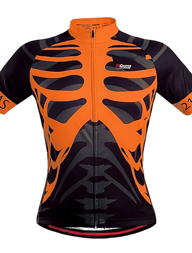  Herre Cykeltrøje Mønstret Skelet Sjov Kortærmet Cykel Trøje Toppe med 3 baglommer Bjerg Cykling Vej Cykling Hurtigtørrende Forside Lynlås Tilbage til lomme Reducerer gnavesår Sport Blå Orange Grøn Tøj
