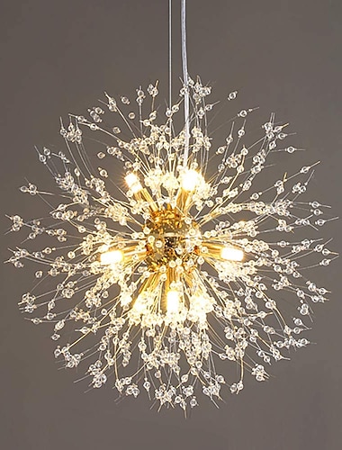  led hanglamp kristallen kroonluchter paardebloem ontwerp 9-lichts vuurwerk moderne spoetnik kroonluchter hanglamp armatuur voor slaapkamer woonkamer eetkamer