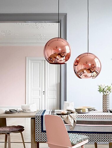  led hanglamp rose goud globe design keukeneiland licht 15cm 20cm 25cm enkel desgin metaal gegalvaniseerd moderne eetkamer woonkamer 110-120v 220-240v