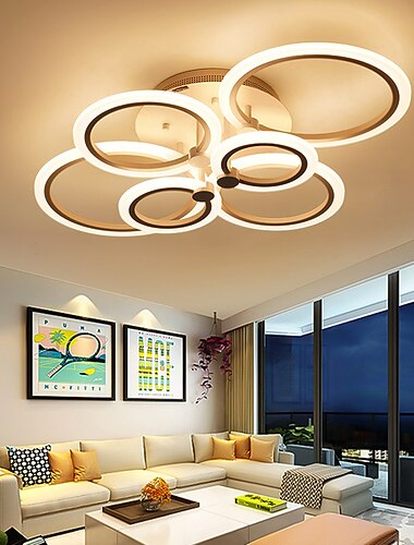  plafonnier led lueur vers l'extérieur plafonnier led 4/6/8 lumières encastrées design de cercle simplicité de style moderne acrylique 90w salon salle à manger luminaire de chambre à coucher