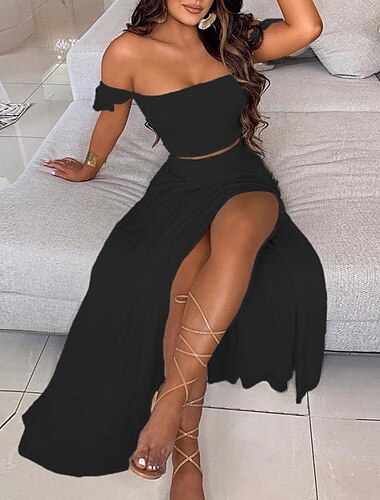  langes kleid damen maxikleid weiß feder grün punkte pfauenfeder ärmellos reine farbe split frühling sommer schulterfrei mode 2023 s m l xl xxl xxxl