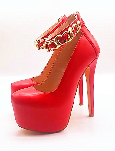  Dames Hoge hakken Pompen Valentijnscadeaus Jurk schoenen Stilettohakken Feest Effen Plateau Naaldhak Ronde Teen Elegant Modieus Lakleer PU Rits Licht Roze Rood
