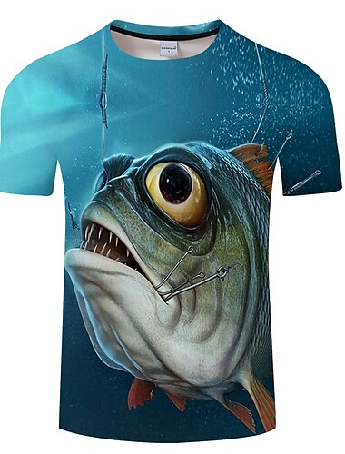  Voor heren Uniseks T-shirt T-shirts Grappige T-shirts dier Grafische prints Vissen Strakke ronde hals Wit Marine Blauw blauw Groen Regenboog 3D-afdrukken Grote maten Casual Dagelijks Korte mouw
