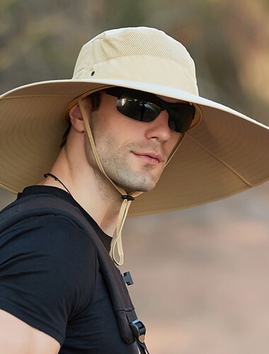  Sombrero para el sol de ala ancha, sombrero de cubo upf50 + impermeable, empacable, de secado rápido, primavera verano, sombrero de poliéster para pesca, camping&amp; senderismo