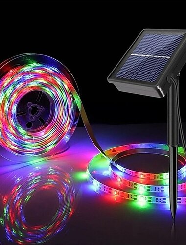 屋外ソーラーストリングライトソーラーledストリップライト屋外防水5m16.4ft 150ledソーラーストリングライト3m90ledガーデンパティオプールクリスマスツリーの茂み壁の装飾ledソーラーガーデンライト