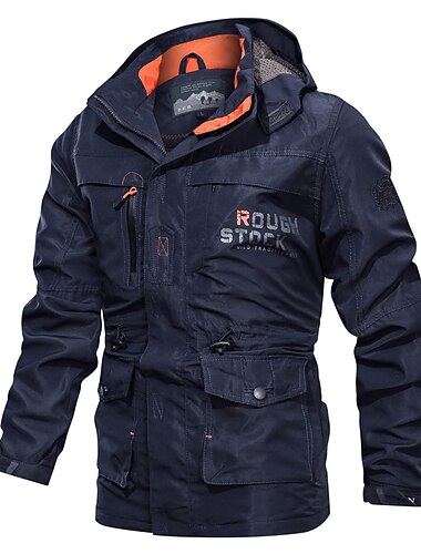  Homens Casaco de inverno Jaqueta de Inverno Blusão Casaco com capuz Esportes Caminhada A Prova de Vento Quente Imprimir Zíper Outono Inverno Cor Sólida Esportivo Aberto para a Lateral Padrão Verde