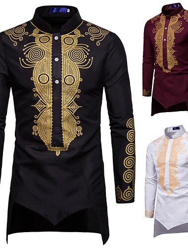  Homme Chemise Tenues Africaines Modernes Impression africaine Dashiki Mascarade Adultes Chemise Soirée