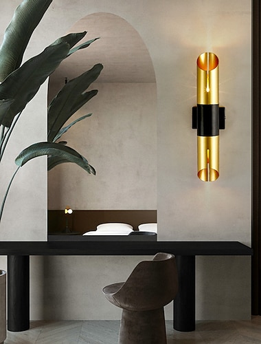  aplique de pared led luz de noche diseño negro y dorado estilo de lujo moderno montaje empotrado luces de pared sala de estar tiendas cafés aplique de pared de hierro ip20 110-120v 220-240v