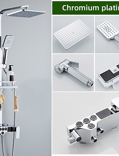 bruserhane / brusesystem / regnbruserhoved systemsæt - håndbruser inkluderet led regnbruser moderne galvaniseret / malet finish montere udvendig keramisk ventil badekar brusearmatur