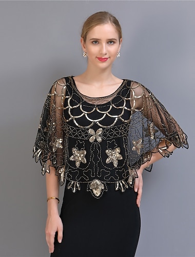  Goldene Zwanziger 1920er Der große Gatsby Partykostüm Maskerade Halloween Kostüme Der große Gatsby Hochzeitsgast Pailletten Pailletten Damen Hochzeit Party Hochzeitsgast Erwachsene Schal