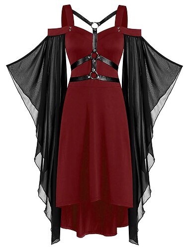  Punk & Gothic Victoriaans Middeleeuws Jurken Gemaskerd Bal Gothic meisje Grote maten Dames Halloween Carnaval Maskerade Halloween Schoolfeest Festival Volwassenen Kleding Zomer Lente Herfst