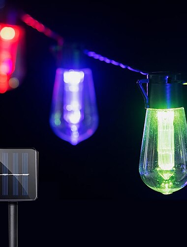  Solarbirnen-Lichterketten im Freien wasserdichte Retro-Glühbirnen-Lichterketten 3m-10leds 5m-20leds 7m-30leds für Café-Hochzeitsfest-Terrasse-Feiertagsdekoration IP65-Gartenlicht