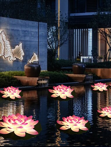  солнечные фонари открытый водостойкий светодиодный светильник для пруда лотоса красочный меняющий цвет бассейн пейзаж сад декоративный свет