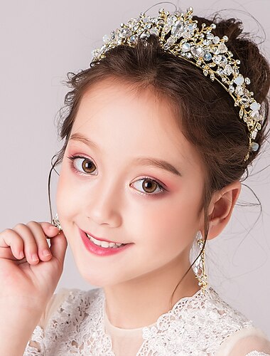  Barn Jente Hårtilbehør Rosa krystallkrone + øreklipsett (send båndhårklipp) Sølvkrystallkrone + øreklipsett (send båndhårklipp)