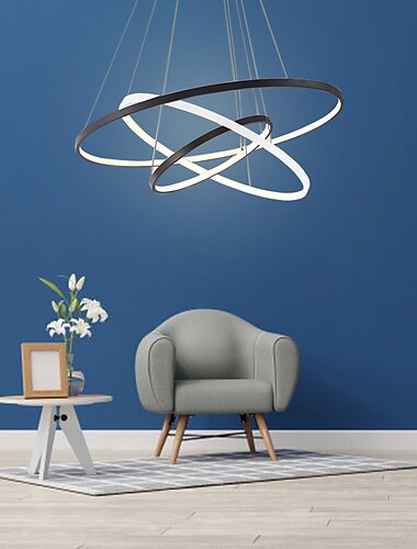  LED colgante anillo de luz diseño circular moderno negro blanco diseño oreo 204060 cm lámpara regulable aluminio sputnik aleación de zinc 110-120v 220-240v