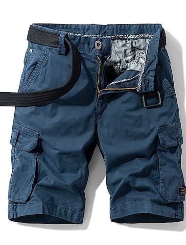  Homme Short Cargo Short Shorts de Randonnée Multi poche Jambe droite Couleur Pleine Confort Vestimentaire Travail du quotidien Vêtement de rue Décontractées Kaki foncé Micro-élastique