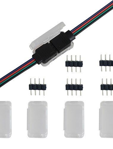  conector de tira de luz led clip de fijación a prueba de agua aguja rgb de 4 pines caja impermeable tipo macho caja de accesorios de barra de luz es adecuada para fijar línea de conector rgb 4bin