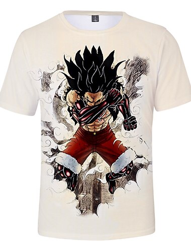  One Piece Monkey D. Luffy Traje Cosplay Japonesa/Curta Anime 3D Estampas Abstratas Estampado Harajuku Arte Gráfica Para Homens Mulheres Adulto Regresso à Escola