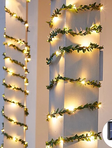  Outdoor Solar String Licht Outdoor wasserdichtes Solar Blatt 5m 50leds Fairy String Licht Weihnachten Hochzeit Garten Terrasse Dekoration LED Solar Garten Licht