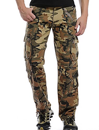  Men's Cargo Pants Hiking Pants Trousers Tactical Pants Military Spring Outdoor Skin Friendly Quick Dry Multi Pockets Sweat wicking Cargo Pants Bottoms Jungle camouflage ArmyGreen Cotton Work Camping