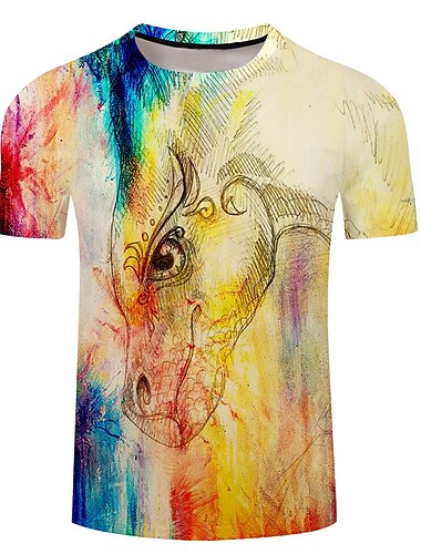  Men's Unisex Cow Graphic Prints T Shirt Tee Short Sleeve T shirt 3D Print Crew Neck Shirt Designer Basic Big and Tall Casual Daily Holiday Yellow Light Green Blue Clothing Apparel Plus Size S M L XL