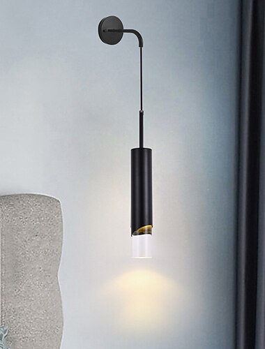  Lightinthebox-Luz LED de pared para mesita de noche, luz de pared de hierro para sala de estar, dormitorio, oficina, color negro moderno, dorado, 220-240v, 12w