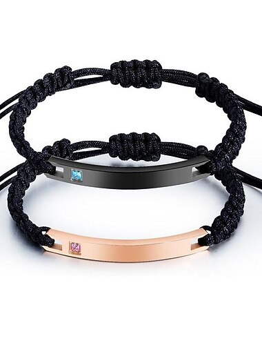  Bracelet tressé couple en acier au titane de marque courbe simple, personnalité japonaise et coréenne, les bijoux brillants pour hommes et femmes peuvent être gravés