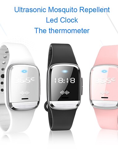  Reloj Repelente de Mosquitos Inteligente 3 en 1 – Pulsera Ultrasónica con Podómetro Función Smart Antimosquitos para Uso Interior y Exterior