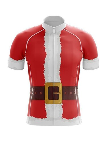  Herr Cykeltröja jultomten 3D Rolig Kortärmad Cykel Tröja Överdelar med 3 bakfickor Bergscykling Vägcykling Snabb tork Mjuk Bakficka Bekväm sporter Röd Kläder