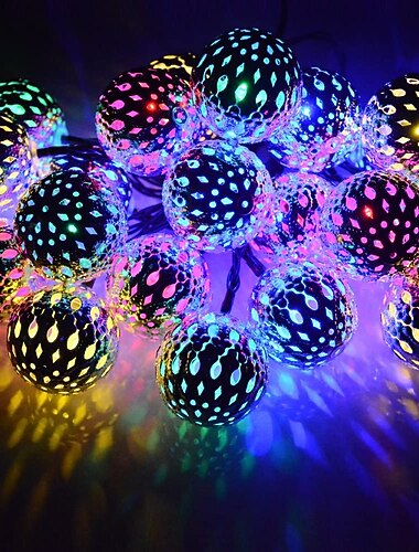  elegantní svatební hostina solární led řetězová světla - marocká koule venkovní zahradní světla, vodotěsné 10m-50led, 7m-30led, 5m-20led globusy pro domácí dekoraci