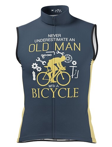  Herren Radtrikot Geometrisch Buchstaben & Zahlen Ausrüstung Ärmellos Fahhrad Trikot Oberteil mit 3 Gesäßtaschen Mountainbike MTB Straßenradsport Schnelltrocknend Weich Reflektierende Streifen