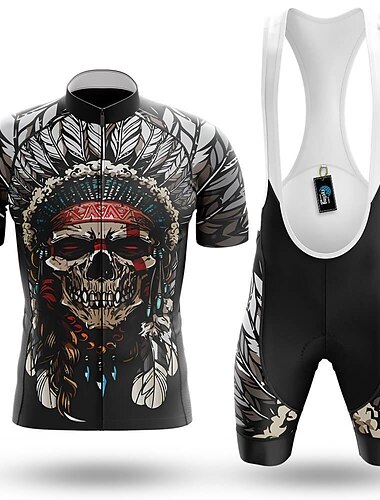  XINTOWN Herren Radtrikot mit Radhose kurz Trägern fahrradbekleidung set Radtrikot-Set Kurzarm MTB Mountain Rennrad Winter Schwarz Blau Fahhrad 3D-Pad Atmungsaktiv Rasche Trocknung Sport Mit Mustern