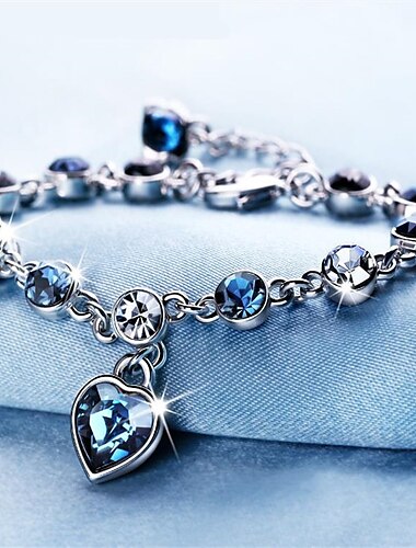  Chaînes Bracelets Bracelet de tennis Bracelet Femme Classique Bleu Blanc Plaqué argent Mode Mode Le style mignon Tendance Casual Sport Coréen Bracelet Bijoux Argent Ovale pour sport Cadeau