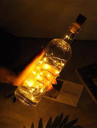  2 m 20 נוריות שמש מופעל בקבוק יין בצורת פקק חוט נחושת מחרוזת אור אורות זר זר פסטיבל פיות חיצוני אור 1 pc