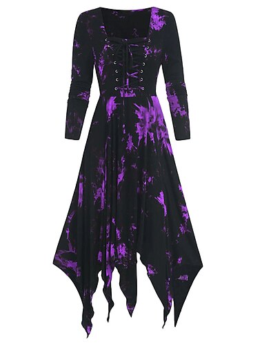  Retro Vintage Punk & Gothic Mittelalterlich Kleid A-Linie Kleid Gothic Mädchen Damen Halloween Karneval Maskerade Alltagskleidung Festival Erwachsene Kleid Frühling Herbst