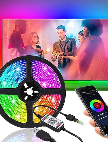  3 м 9,8 фута светодиодная лента usb подсветка телевизора rgb изменение цвета смарт-приложение управление bluetooth музыка синхронизация smd 5050 домашняя вечеринка праздничный декор