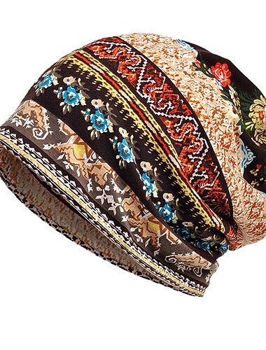  Herren Damen Vintage floral Beanie leichte atmungsaktive Schädelmütze lässig dünne Beanie Baggy Hut für den täglichen Gebrauch lässiger Hip-Hop weicher Lauf Erwachsene Zwergmützen Chemomütze