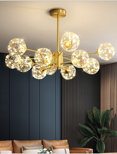  LED Pendelleuchte Kronleuchter Gold modernes Kugeldesign 6/8/12 Köpfe Kupferkugel Messing 110-120v 220-240v