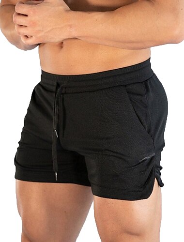 Hombre Pantalones deportivos pantalones cortos de 3 pulgadas Pantalones cortos de entrenamiento Shorts cortos Pantalón Corto Running Correa Deportivo Color sólido Transpirable Secado rápido Corto