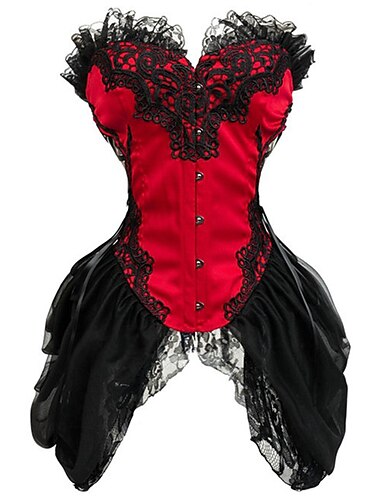  ancien Rococo Punk & Gothique Corset Serre Taille Bustier Gaine Pirate Dentelle Femmes Fantaisie Halloween Carnaval Saint-Valentin Fête / Soirée Bal de promo Adulte Soutien-gorge Sous-vêtement Toutes