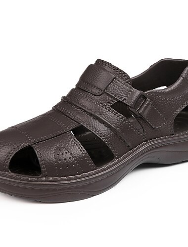  schwarze Sandalen aus Kunstleder für Herren mit geschlossener Spitze und verstellbaren Riemen für die Freizeit und den Outdoor-Bereich