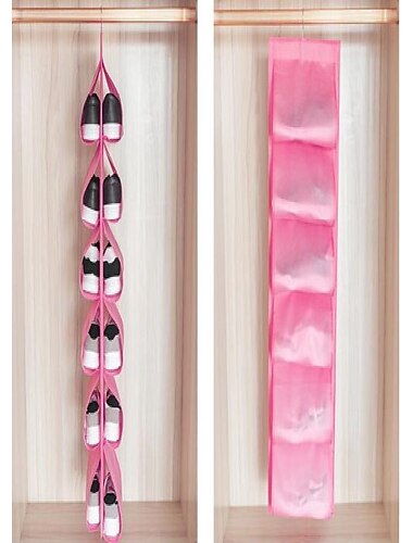  Organizador de sapatos pendurado com 12 grades, bolsa de armazenamento de armário não tecido rotativa multicamadas, porta-sapatos de guarda-roupa à prova de poeira para quarto