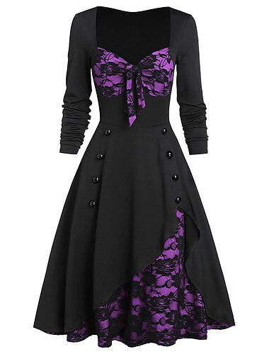 marime plus anii 1950 rochie de cocktail de inspirație vintage rochie de toamnă rochie de primăvară rochie evazată costum pentru adulți pentru femei petrecere cosplay de epocă / mascarada de seară