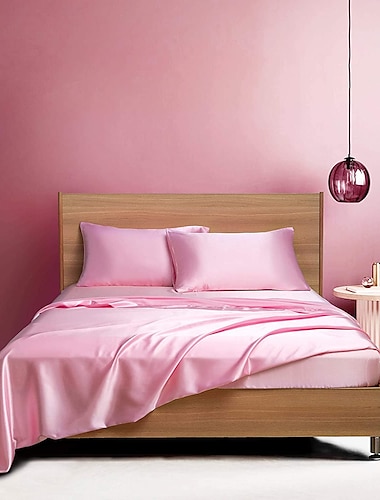  4 stuks satijnen lakensets hotel luxe zijdeachtige lakens zachte premium satijnen lakens kreukel&amp; vervagingsbestendige beddengoedset, inclusief 1 hoeslaken met diepe zak (12 inch), 1 plat laken,